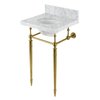 Kingston Brass 19 Carrara Marble Console Sink with Brass Legs 8 Faucet Drillings, Marble WhiteBrushed Brass KVPB1917M387ST